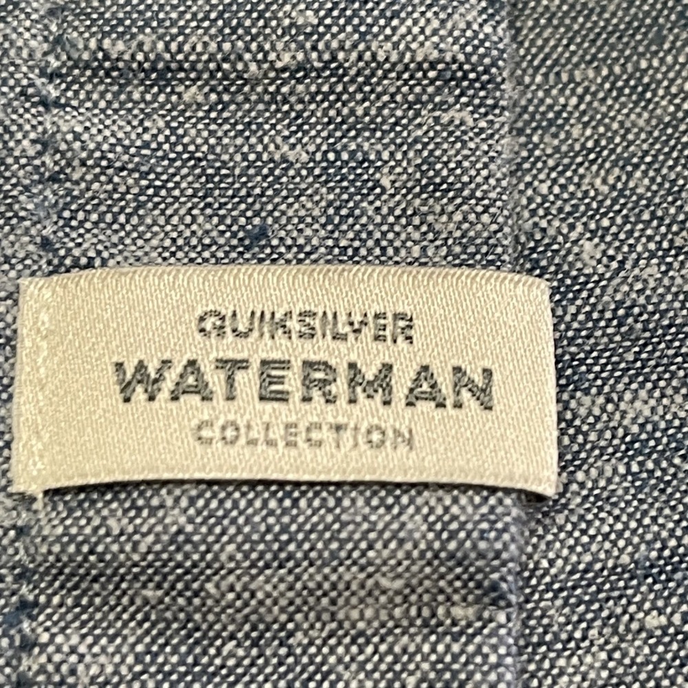Quicksilver Waterman Men's XL Light Blue Comfort Button Up Short Sleeve Hemp‎ - Picture 7 of 16